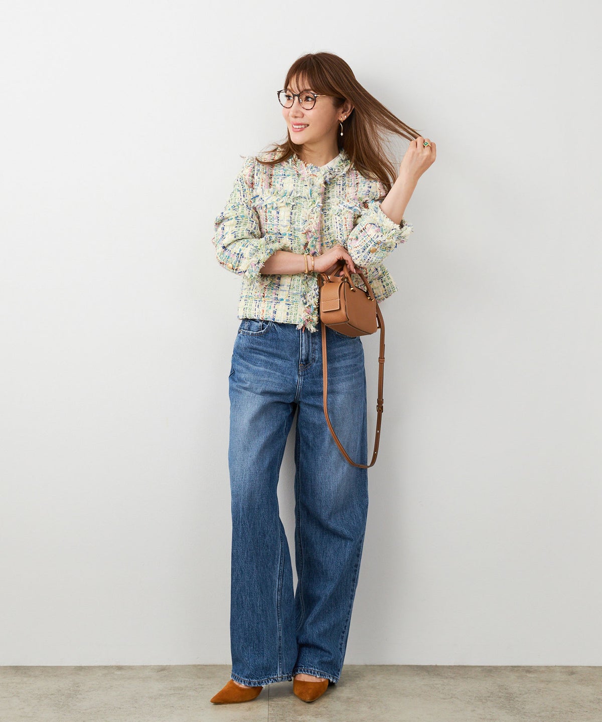 レディース アウター 秋冬 大人可愛い 上品 きれいめ フェミニン エレガント ジョイントスペース ツイードJKT Liala×PG