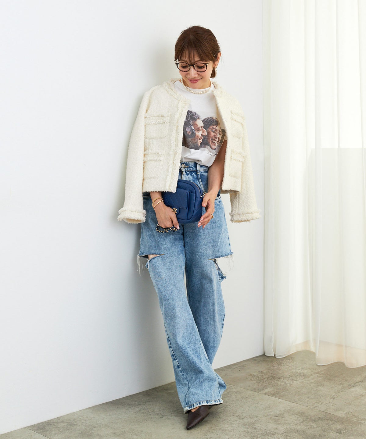 レディース アウター 秋冬 大人可愛い 上品 きれいめ フェミニン エレガント ジョイントスペース ツイードJKT Liala×PG