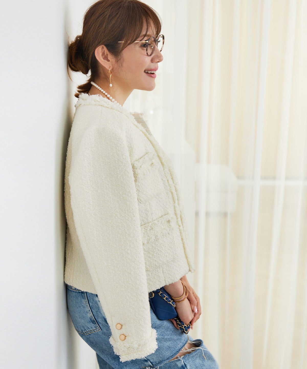 レディース アウター 秋冬 大人可愛い 上品 きれいめ フェミニン エレガント ジョイントスペース ツイードJKT Liala×PG