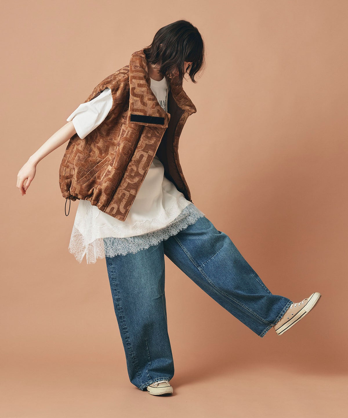モンスター ベスト トップス ベスト ジレ チャコール カーキ ベージュ キャメル フリーサイズ モンスターベスト AT THE TRNK