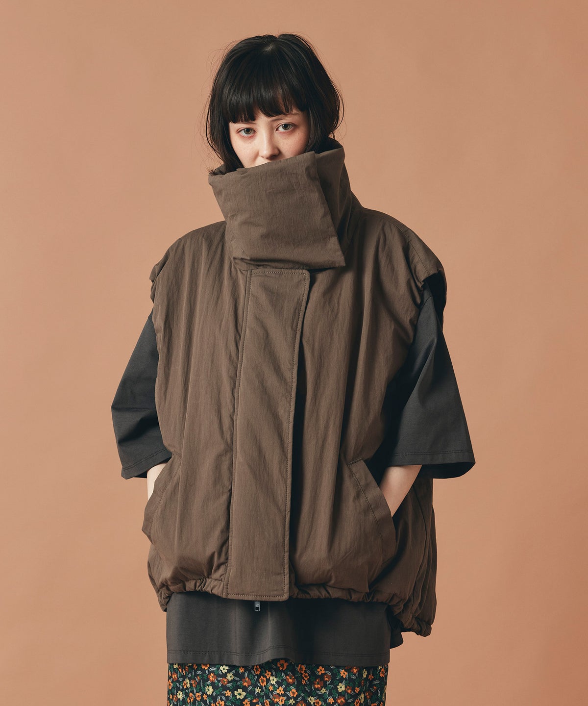 モンスター ベスト トップス ベスト ジレ チャコール カーキ ベージュ キャメル フリーサイズ モンスターベスト AT THE TRNK