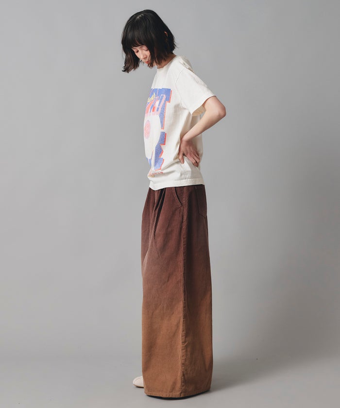 コーデュロイ グラデーション ワイド パンツ かっこいい おしゃれ アイボリー ブラウン フリーサイズ コーデュロイグラデーションワイドパンツ AT THE TRNK