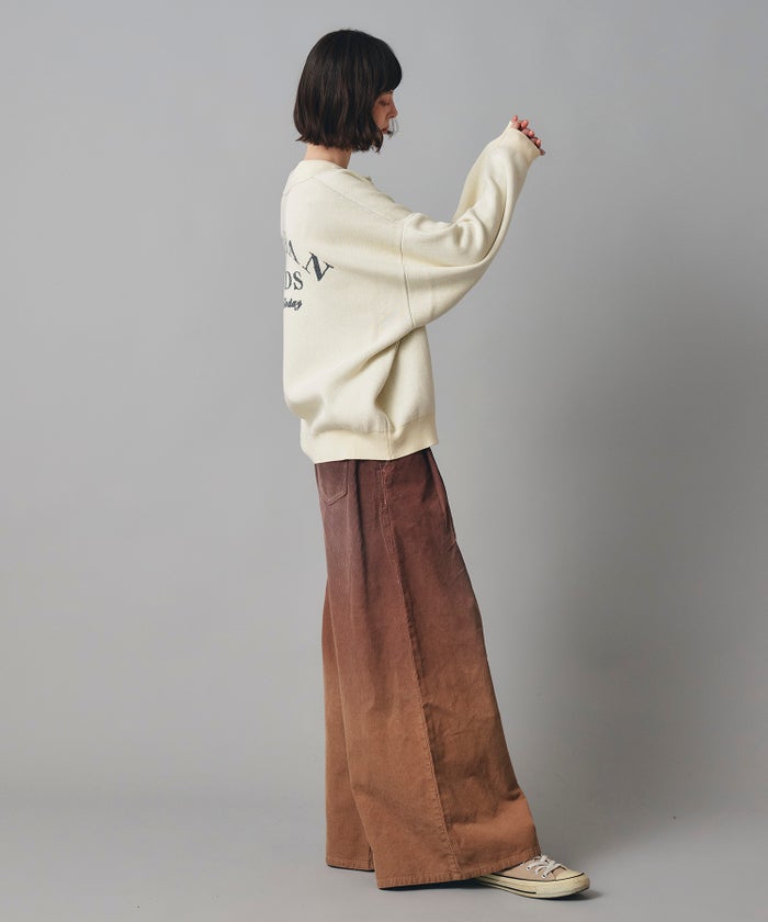 コーデュロイ グラデーション ワイド パンツ かっこいい おしゃれ アイボリー ブラウン フリーサイズ コーデュロイグラデーションワイドパンツ AT THE TRNK