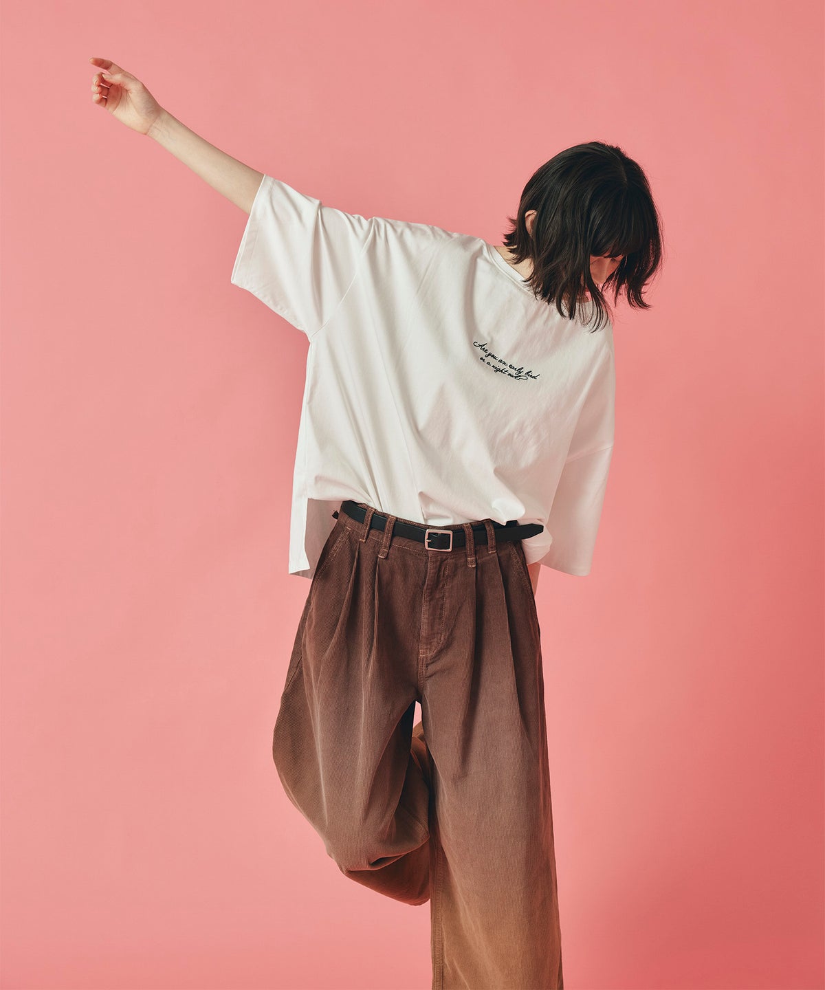 コーデュロイ グラデーション ワイド パンツ かっこいい おしゃれ アイボリー ブラウン フリーサイズ コーデュロイグラデーションワイドパンツ AT THE TRNK