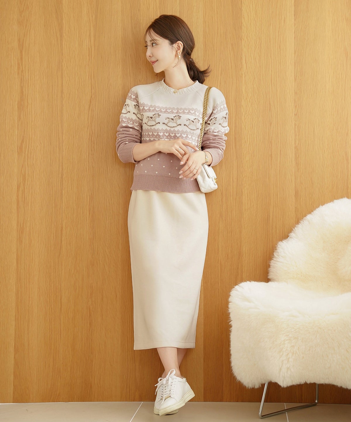 ニット トップス ノルディック柄 木馬 親子 おそろい 秋 冬 可愛い カジュアル フェミニン 木馬柄 ノルディック ニット le reve vaniller