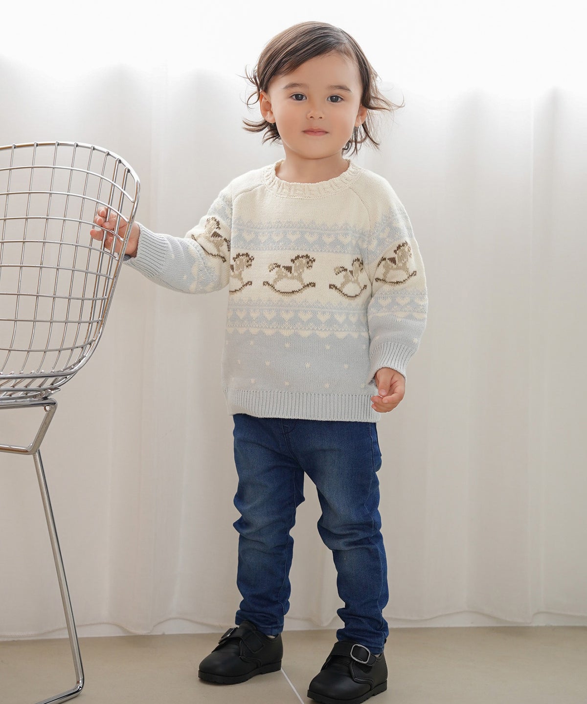 ニット トップス ノルディック柄 木馬 親子 おそろい 秋 冬 可愛い カジュアル フェミニン vaniller kids 木馬柄 ノルディック ニット le reve vaniller
