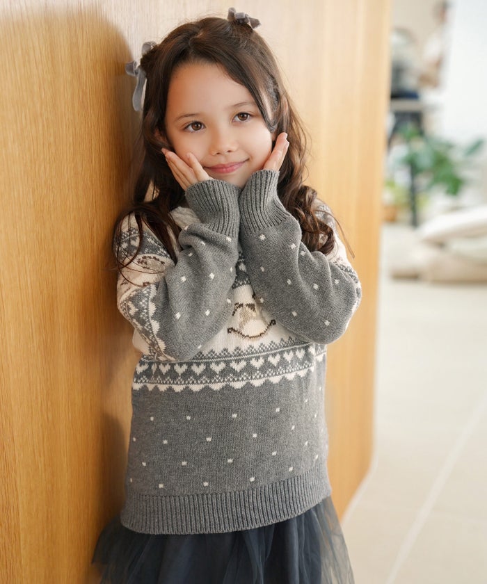 ニット トップス ノルディック柄 木馬 親子 おそろい 秋 冬 可愛い カジュアル フェミニン vaniller kids 木馬柄 ノルディック ニット le reve vaniller