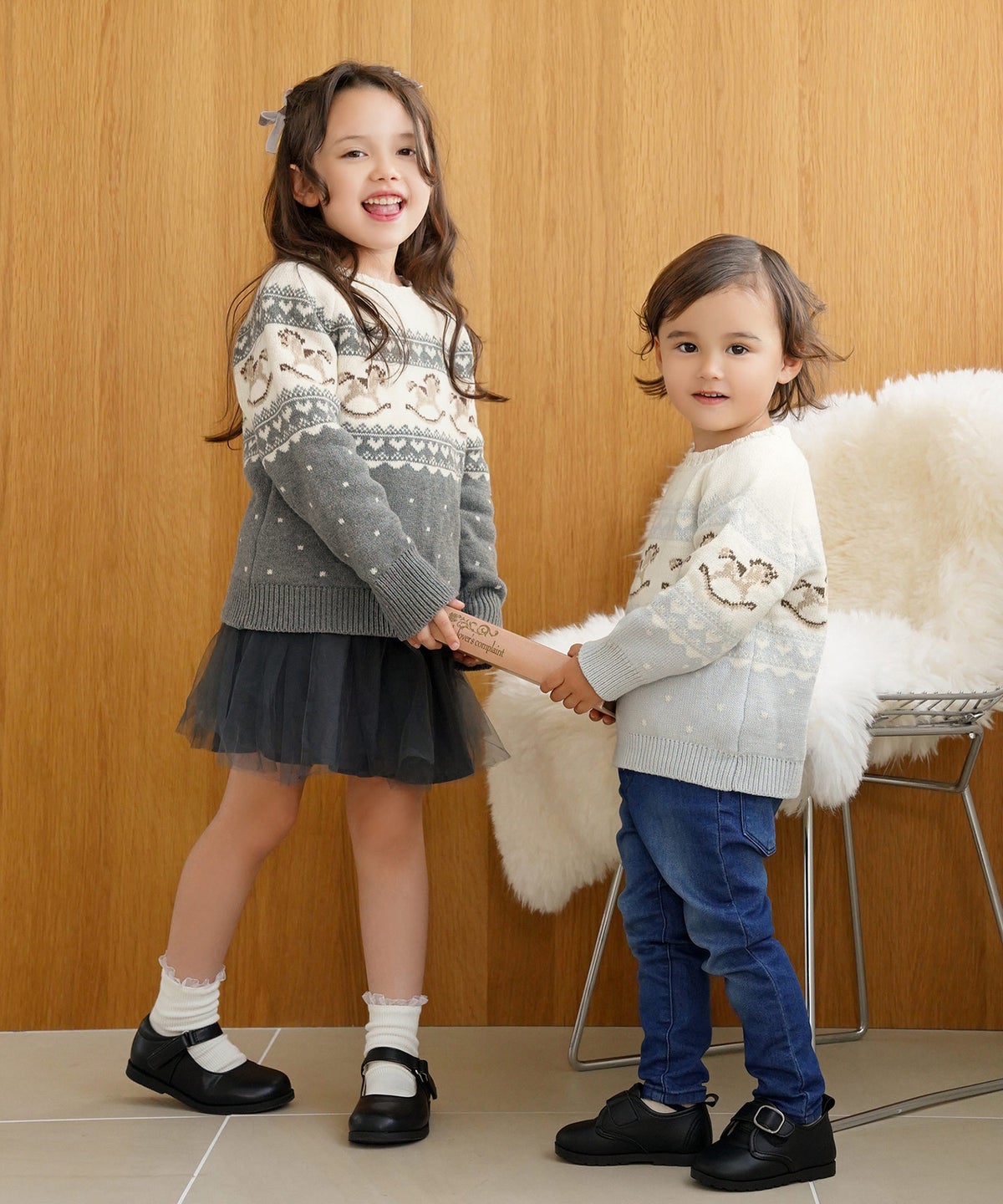 ニット トップス ノルディック柄 木馬 親子 おそろい 秋 冬 可愛い カジュアル フェミニン vaniller kids 木馬柄 ノルディック ニット le reve vaniller