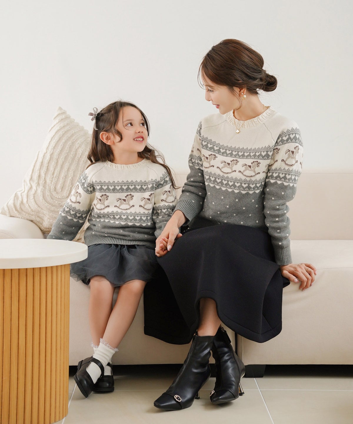 ニット トップス ノルディック柄 木馬 親子 おそろい 秋 冬 可愛い カジュアル フェミニン vaniller kids 木馬柄 ノルディック ニット le reve vaniller
