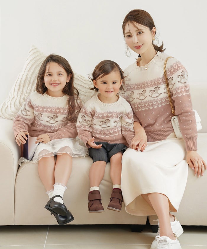 ニット トップス ノルディック柄 木馬 親子 おそろい 秋 冬 可愛い カジュアル フェミニン vaniller kids 木馬柄 ノルディック ニット le reve vaniller