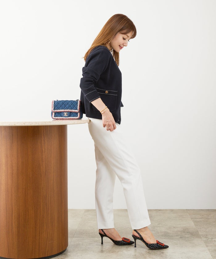 手洗い可 大人カジュアル 可愛い 上品 きれいめ オフィス フェミニン 春 秋冬 着回し ジョイントスペース ステッチ柄ニットアンサンブル Liala×PG
