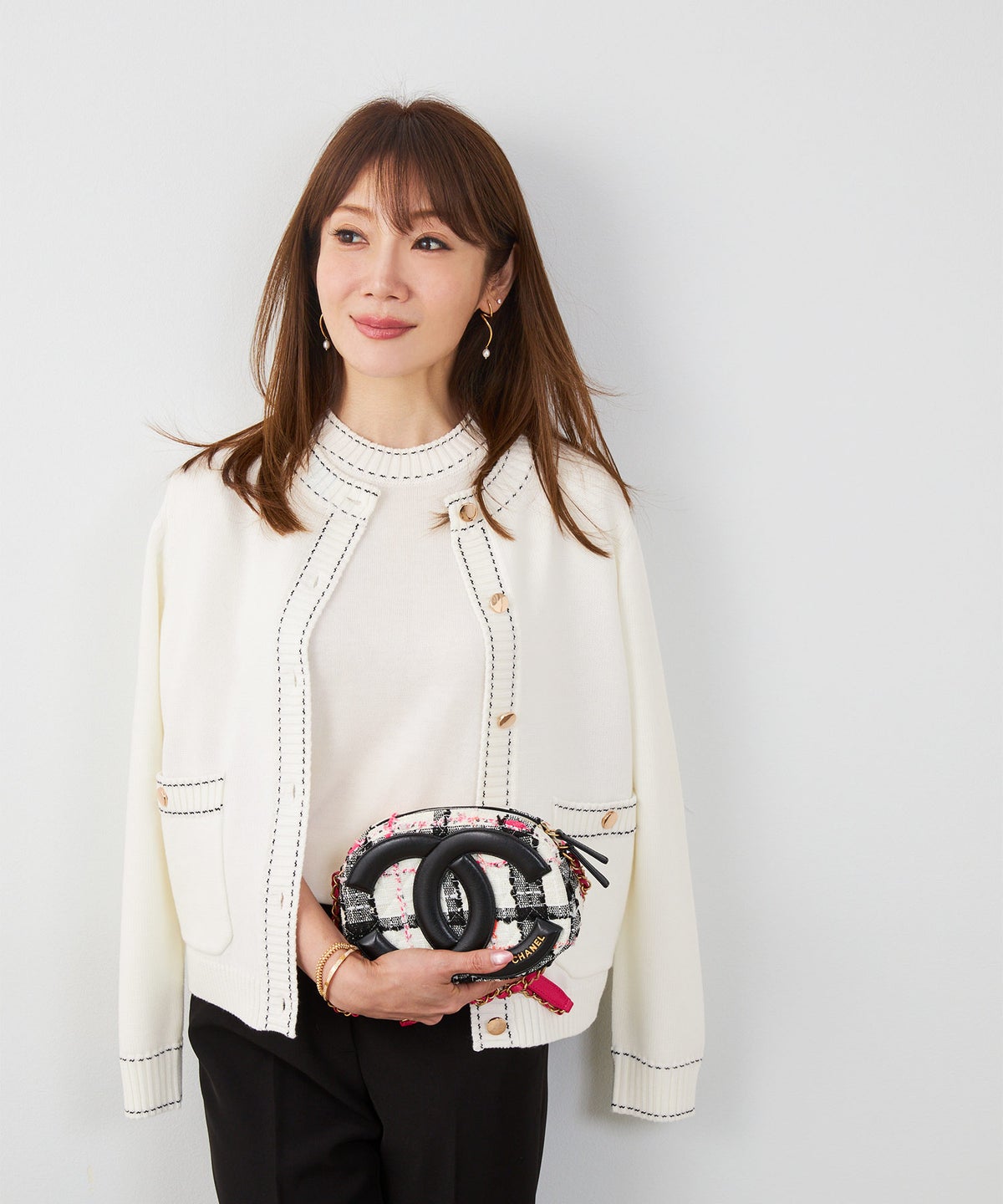手洗い可 大人カジュアル 可愛い 上品 きれいめ オフィス フェミニン 春 秋冬 着回し ジョイントスペース ステッチ柄ニットアンサンブル Liala×PG