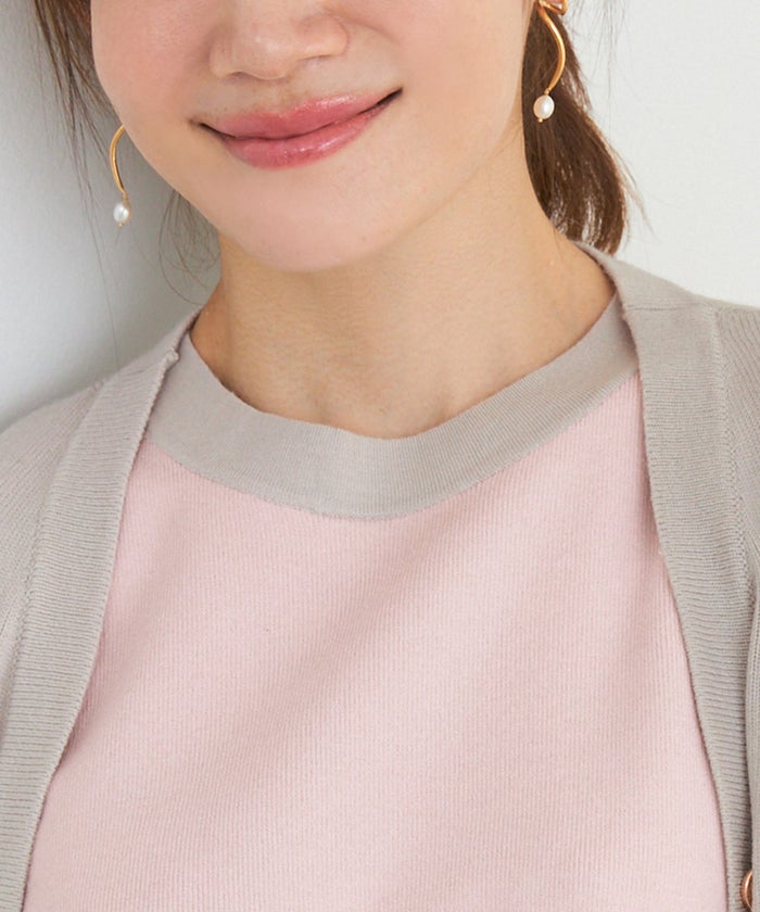 手洗い可 大人カジュアル 可愛い 上品 きれいめ オフィス フェミニン 春 秋冬 着回し ジョイントスペース バイカラーVCDニットアンサンブル Liala×PG