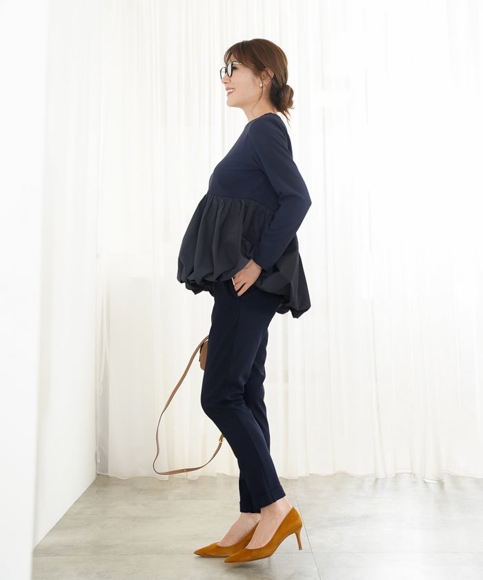 手洗い可 セットアップ可 オフィス 着回し かわいい 大人カジュアル きれいめ ドッキング ジョイントスペース バルーンカットソーPO Liala×PG