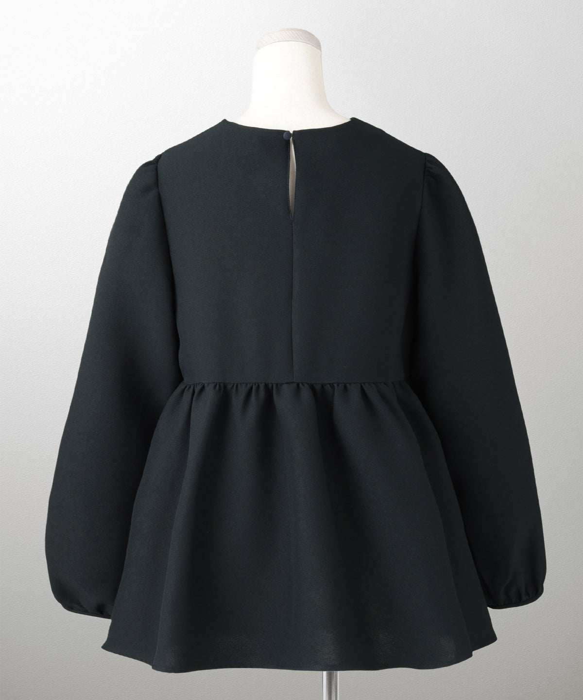 キーネック ペプラム トップス ホワイト ネイビー ベージュ ブラック 長袖 ブラウス M キーネックペプラムトップス HUIT