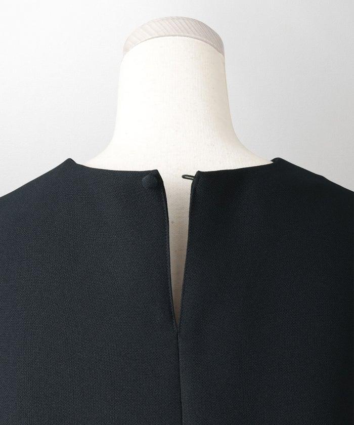 キーネック ペプラム トップス ホワイト ネイビー ベージュ ブラック 長袖 ブラウス M キーネックペプラムトップス HUIT