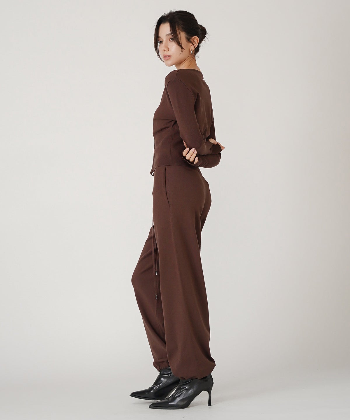 ニットパンツ バレルパンツ ドローストリング 旅行 リラックス ワイドパンツ キノザケイ