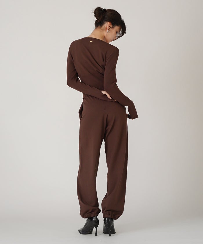 ニットパンツ バレルパンツ ドローストリング 旅行 リラックス ワイドパンツ キノザケイ