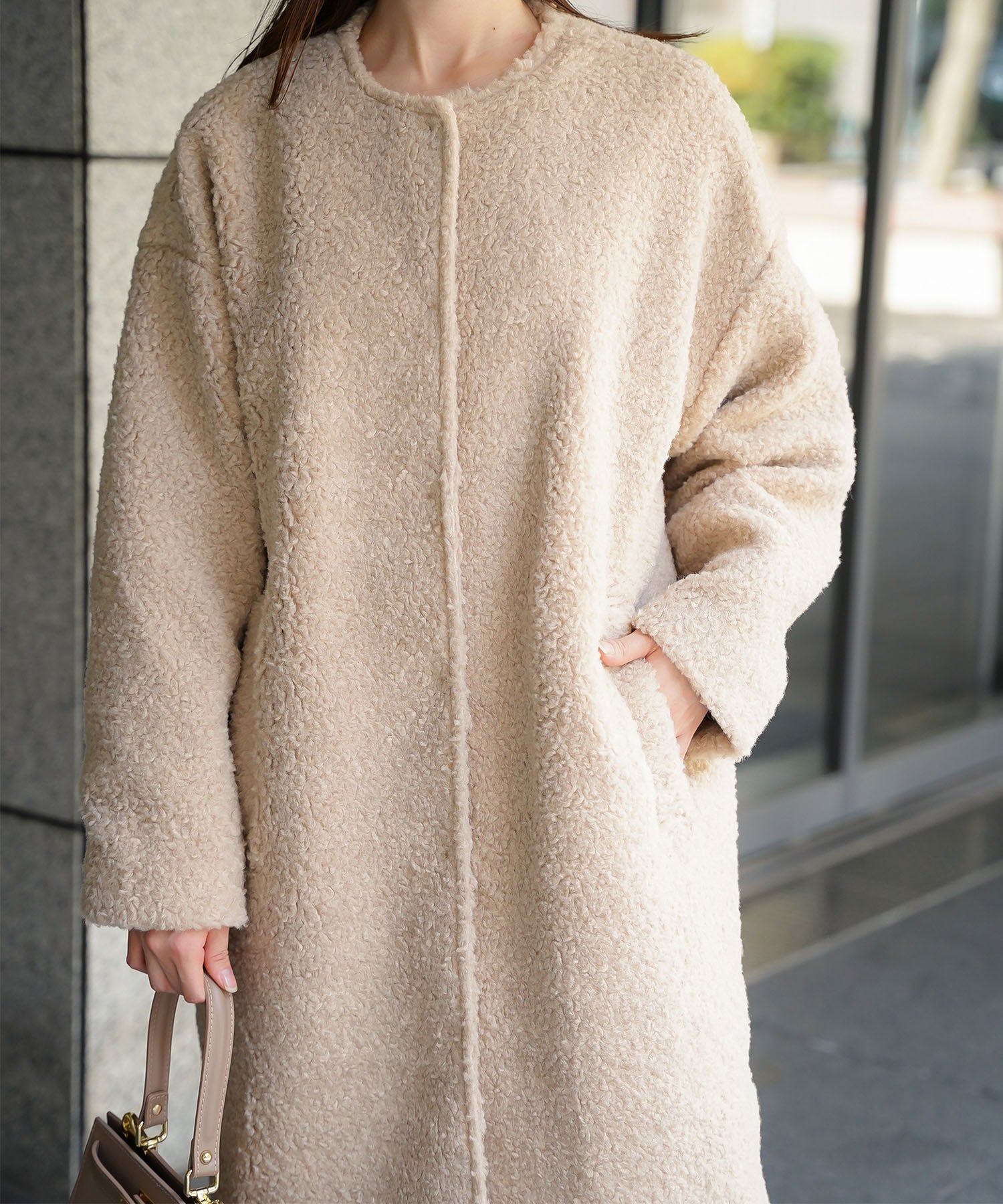 ノーカラー ボア コート HUIT 全3色｜hit131-0380【1】 - コート商品