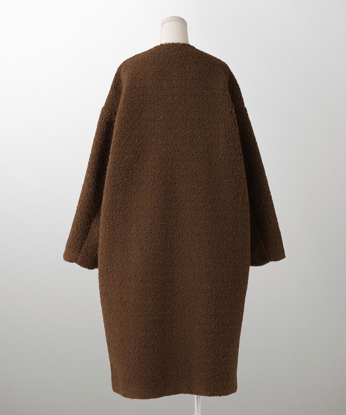 ノーカラー ボア コート エクリュ ベージュ ブラウン Mサイズ ノーカラーボアコート HUIT