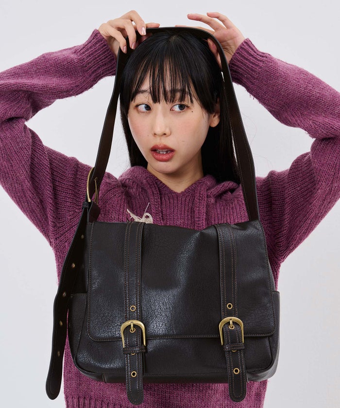斜めかけ/ショルダーバッグ/ダブル ベルト メッセンジャー バッグ TINA：JOJUN