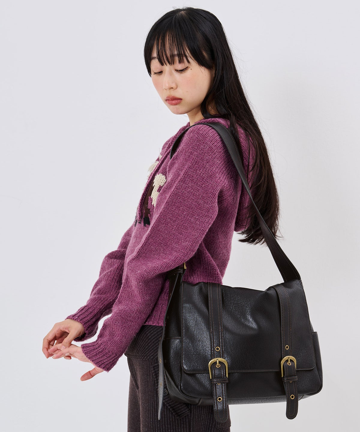 斜めかけ/ショルダーバッグ/ダブル ベルト メッセンジャー バッグ TINA：JOJUN