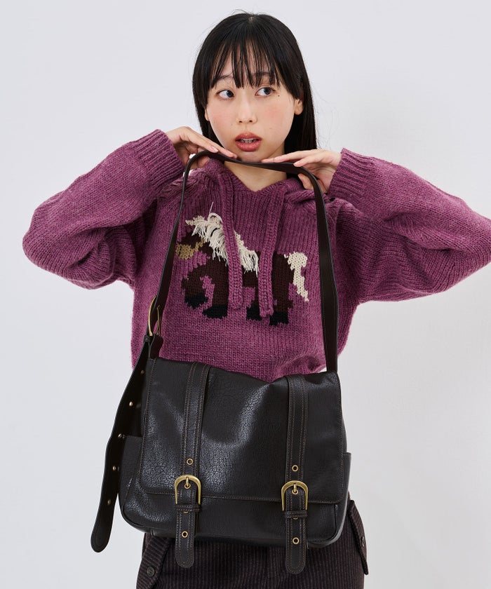 斜めかけ/ショルダーバッグ/ダブル ベルト メッセンジャー バッグ TINA：JOJUN