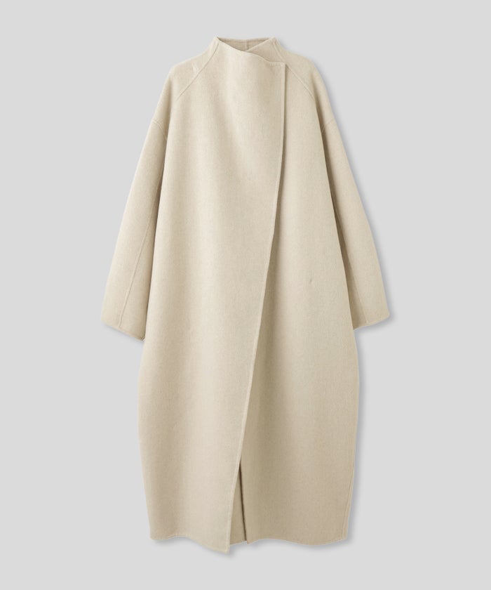 リバーコート ダブルフェイス ロングコート ファネルネック 軽量 通勤 モード キノザケイ