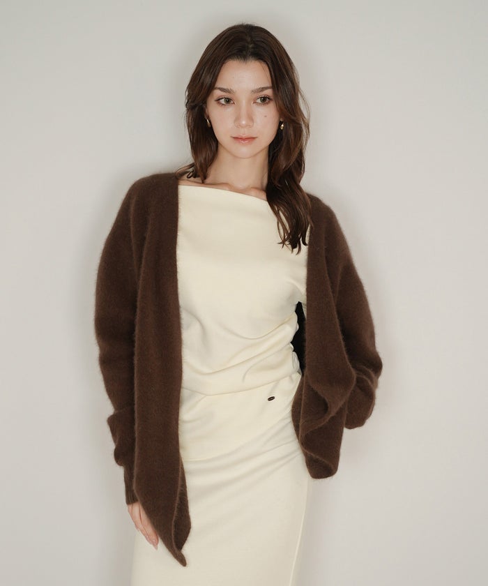 韓国 モード きれいめ 秋冬ニット 羽織り デート 通勤 高見え キノザケイ