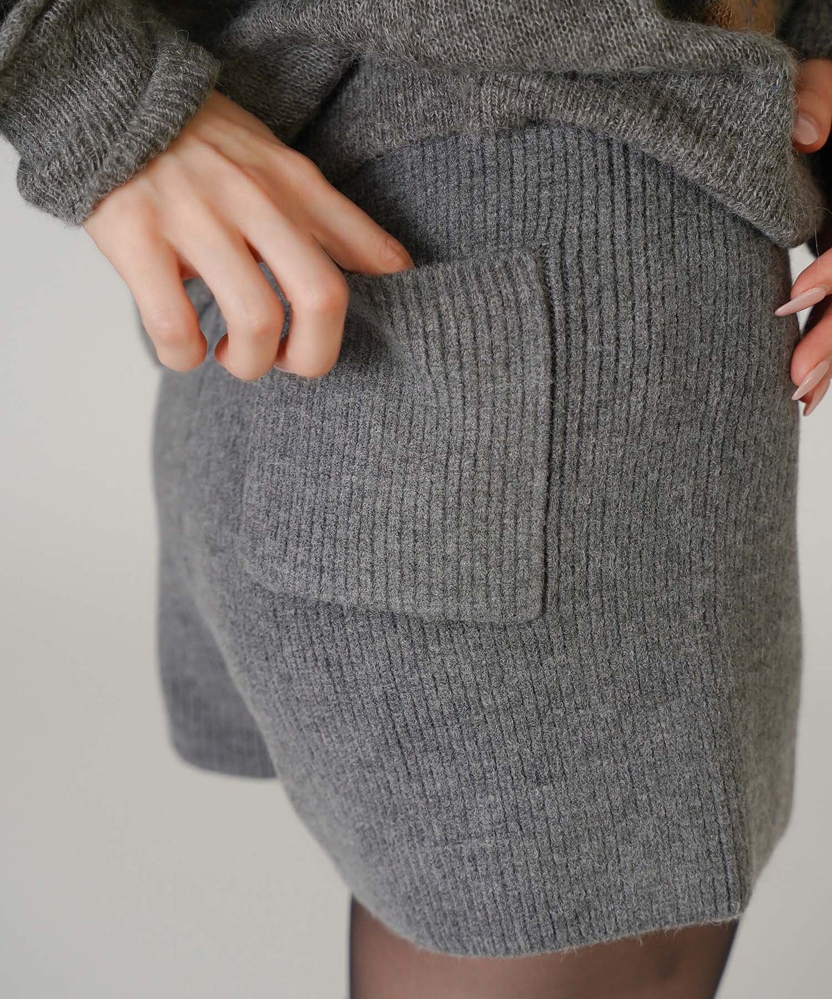 韓国 モード きれいめ ニットパンツ セットアップ 秋冬 デート 美脚 キノザケイ