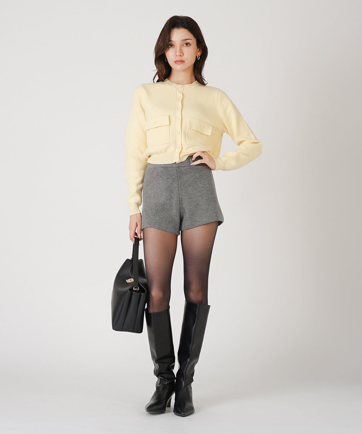 韓国 モード きれいめ ニットパンツ セットアップ 秋冬 デート 美脚 キノザケイ