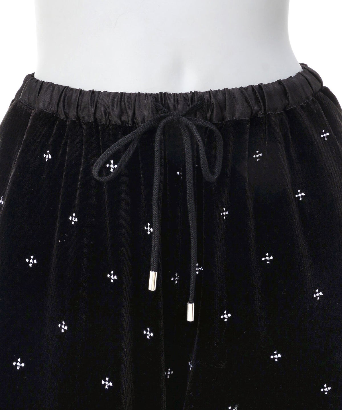 手洗い可 カジュアル シンプル 大人 上品 可愛い 柄 秋冬 リラクシー ウエストゴム ジョイントスペース ベロア刺しゅうパンツ Liala×PG