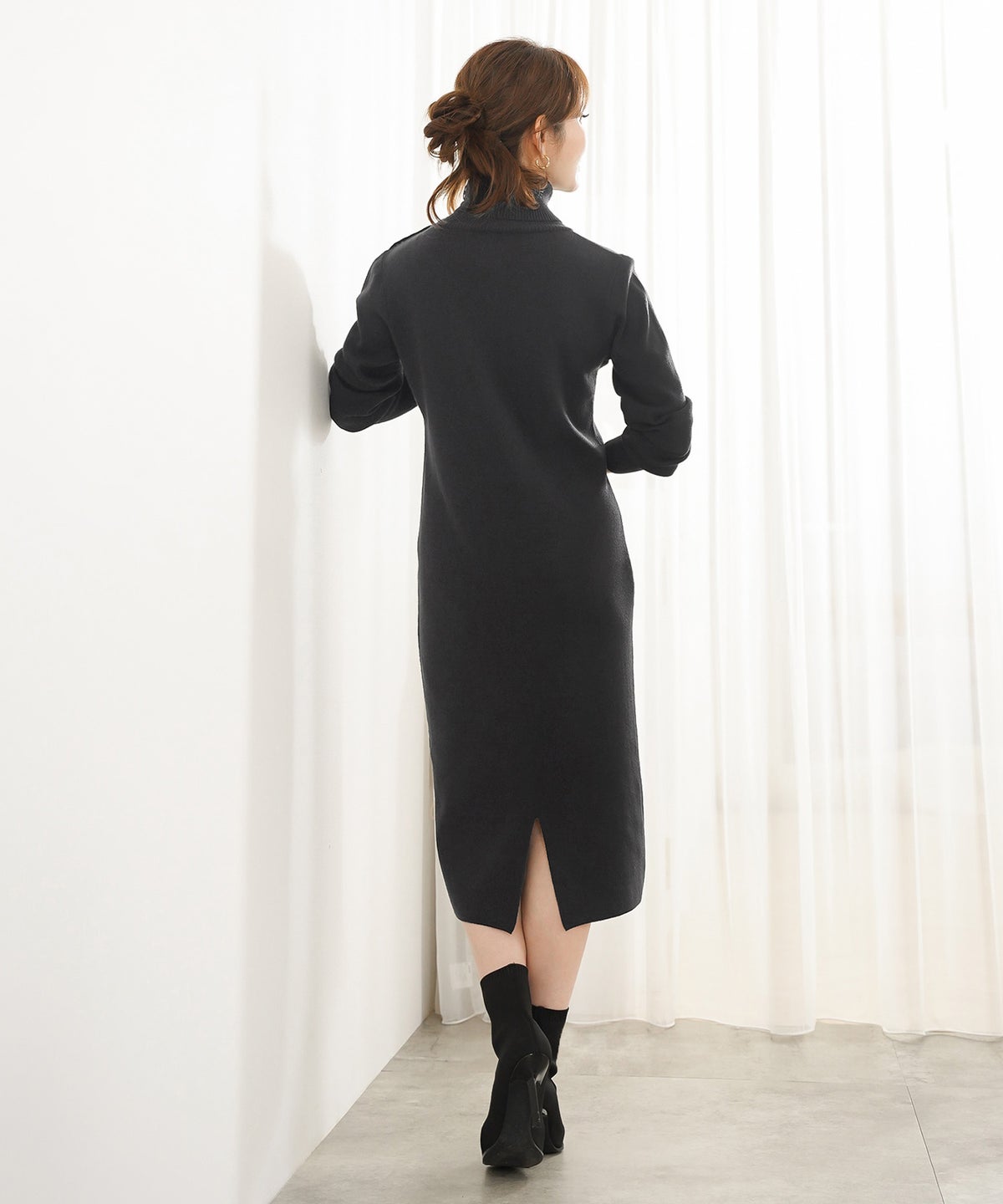 手洗い可 レディース 秋冬春 可愛い 上品 きれいめ オフィス カジュアル フェミニン ジョイントスペース エコヴェロ タートルニットOP Liala×PG