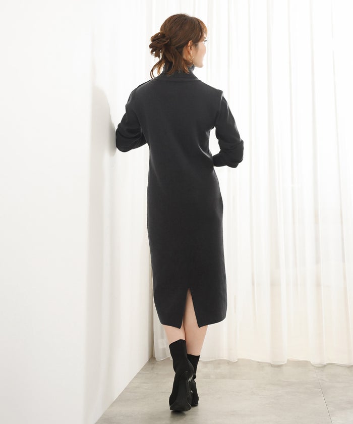 手洗い可 レディース 秋冬春 可愛い 上品 きれいめ オフィス カジュアル フェミニン ジョイントスペース エコヴェロ タートルニットOP Liala×PG
