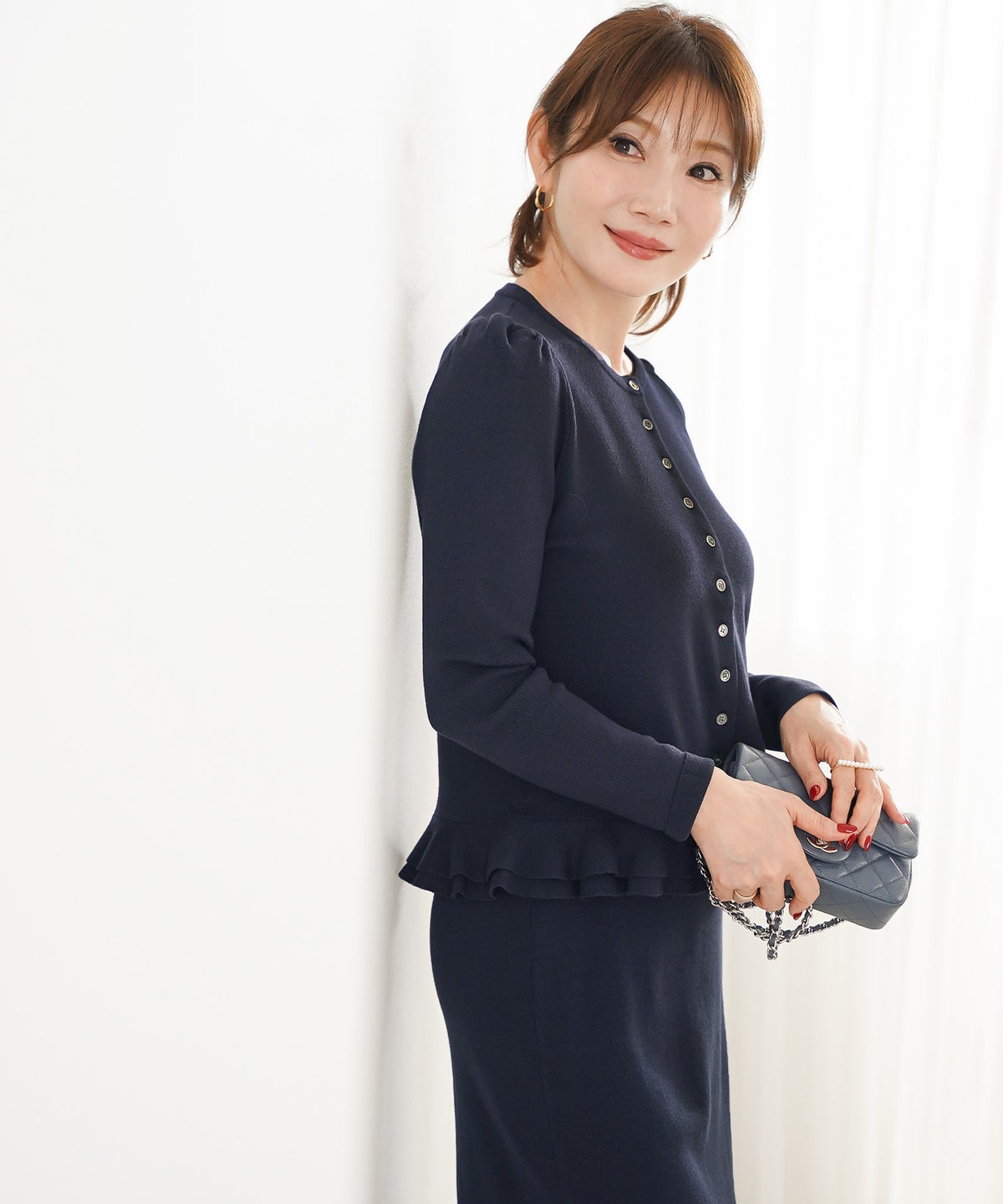 手洗い可 レディース 秋冬春 可愛い 上品 きれいめ オフィス 大人カジュアル フェミニン ジョイントスペース エコヴェロ 裾2段ラッフルCD Liala×PG