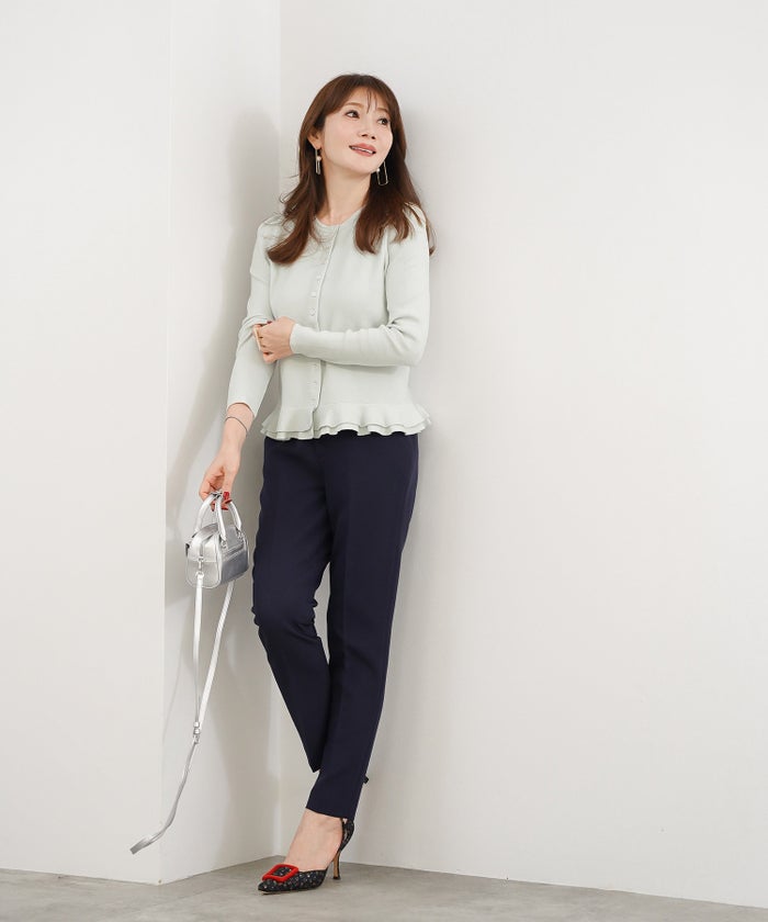 手洗い可 レディース 秋冬春 可愛い 上品 きれいめ オフィス 大人カジュアル フェミニン ジョイントスペース エコヴェロ 裾2段ラッフルCD Liala×PG