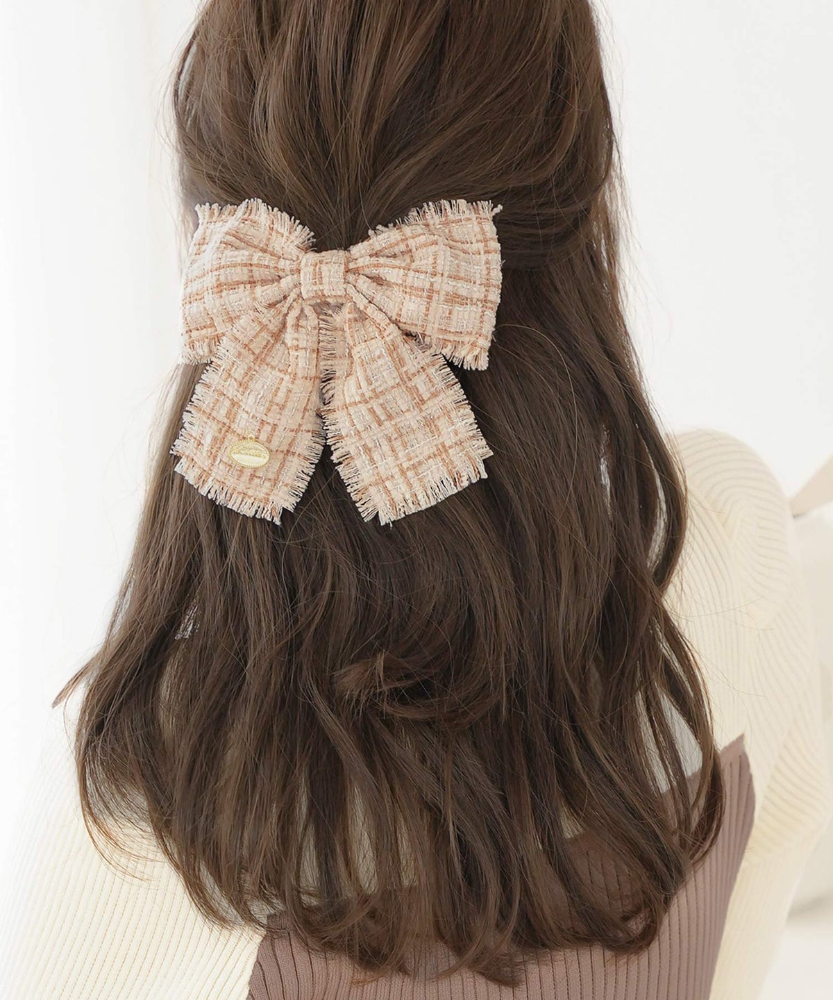 ヘアアクセサリー シュシュ リボン ツイード 上品 エレガント フェミニン ヘアレンジ ジョイントスペース ツイード リボン シュシュ le reve vaniller