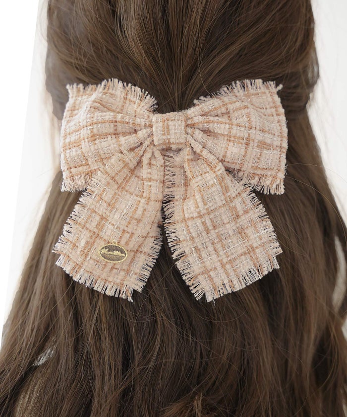 ヘアアクセサリー シュシュ リボン ツイード 上品 エレガント フェミニン ヘアレンジ ジョイントスペース ツイード リボン シュシュ le reve vaniller