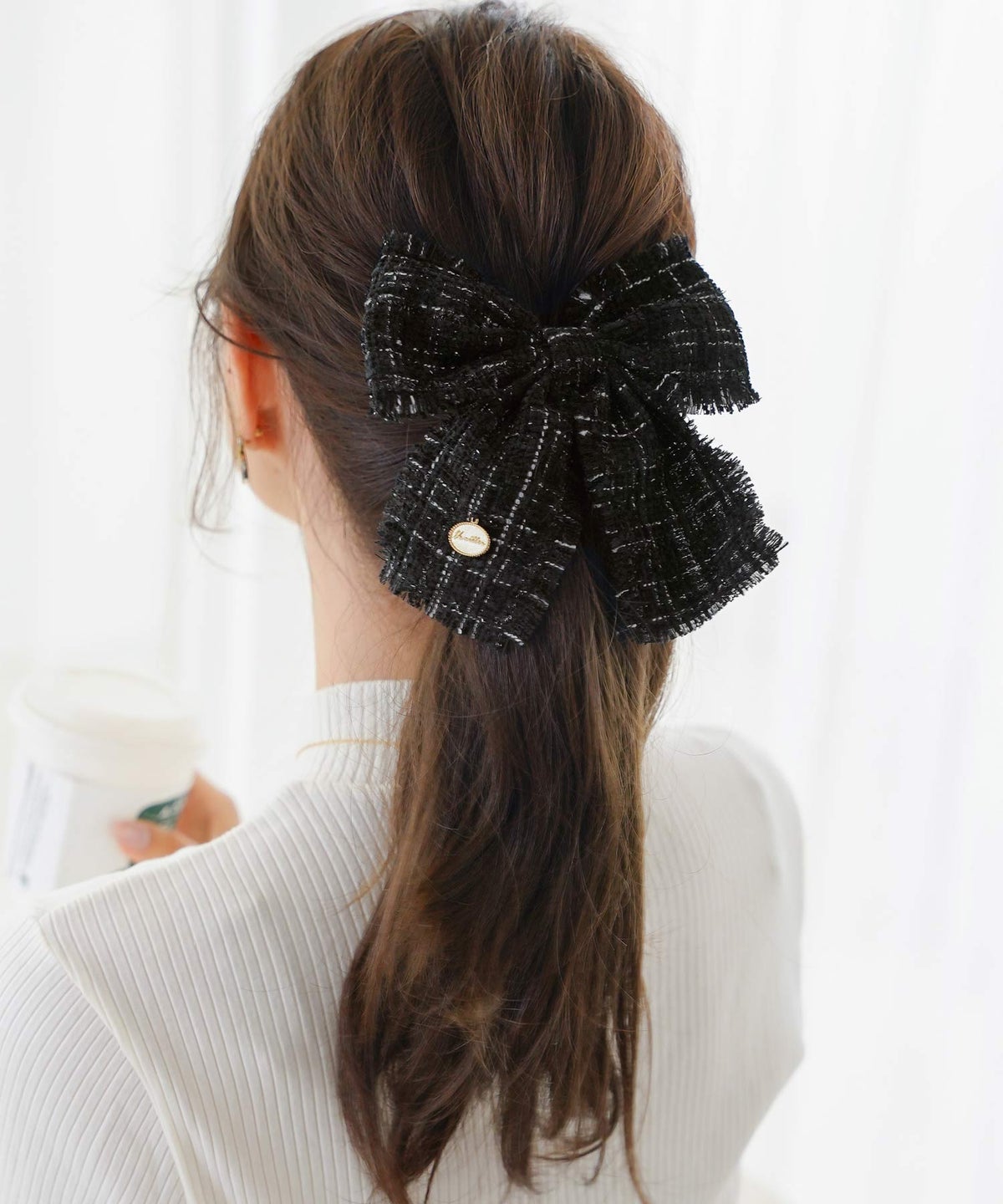 ヘアアクセサリー シュシュ リボン ツイード 上品 エレガント フェミニン ヘアレンジ ジョイントスペース ツイード リボン シュシュ le reve vaniller