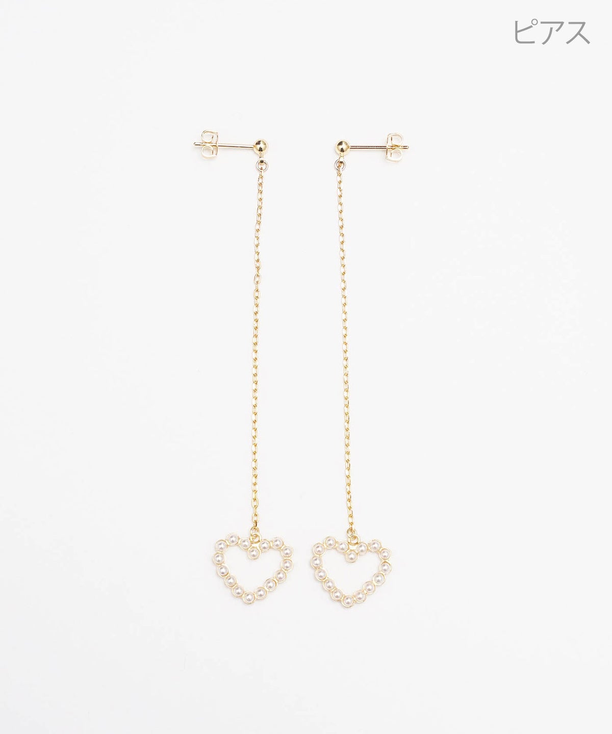 パール オープン ハート ロング ピアス イヤリング Pearl Open Heart Long Pierce Earring