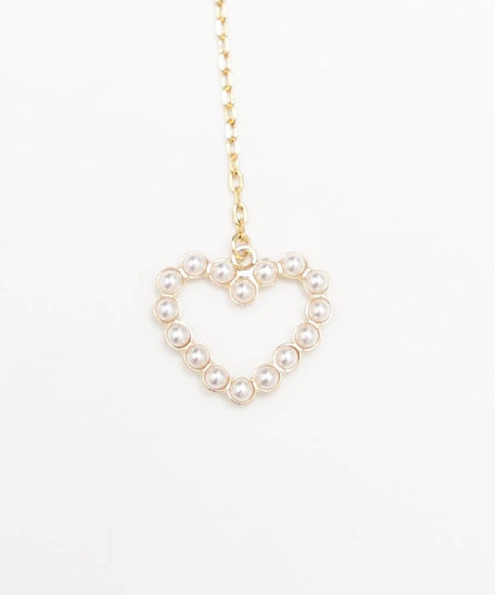 パール オープン ハート ロング ピアス イヤリング Pearl Open Heart Long Pierce Earring