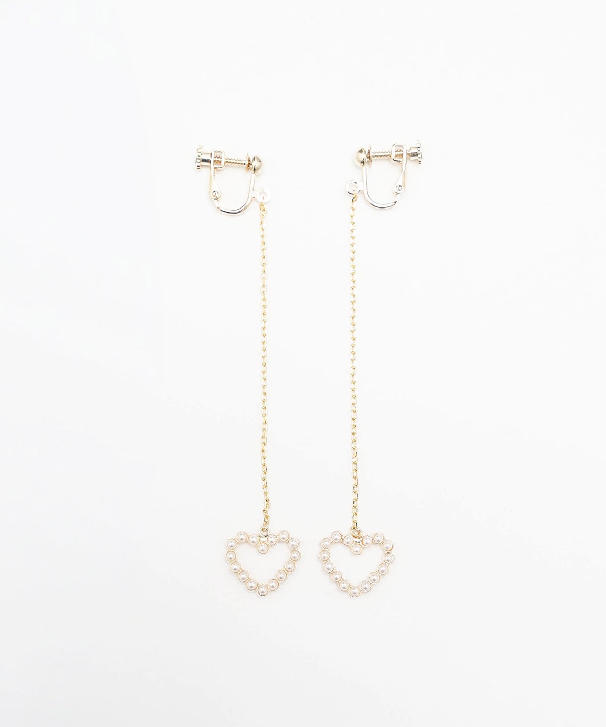 パール オープン ハート ロング ピアス イヤリング Pearl Open Heart Long Pierce Earring