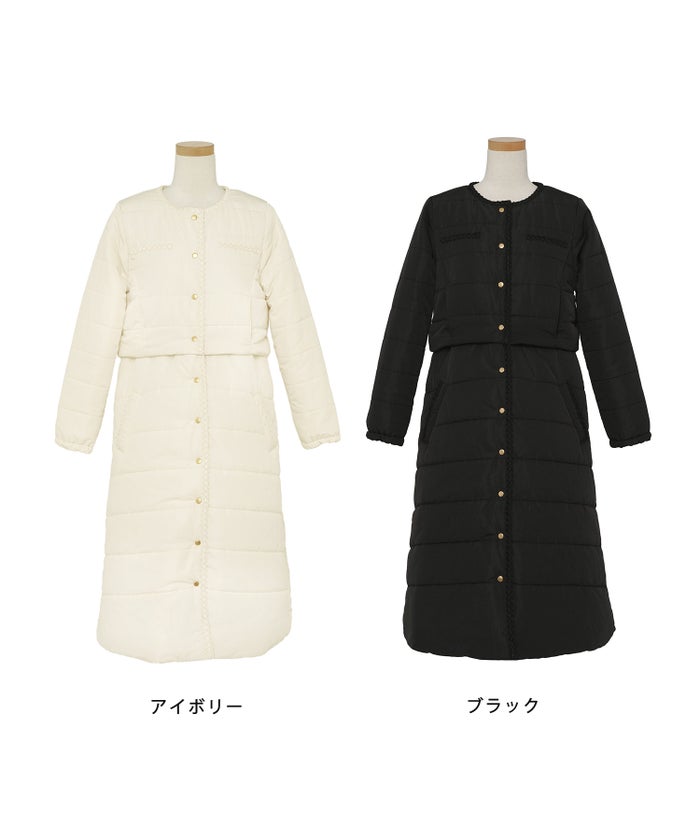 アウター 羽織り ロング ショート ミニ 2WAY キルティング 中綿 コート ジョイントスペース 着丈 2W 着丈 2WAY ロング コート アウター le reve vaniller